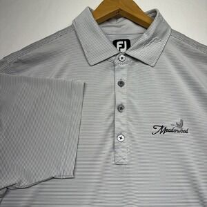 FootJoy FJ Meadowood Golf Polo Shirt Gray Stripe Mens Medium Stretch
